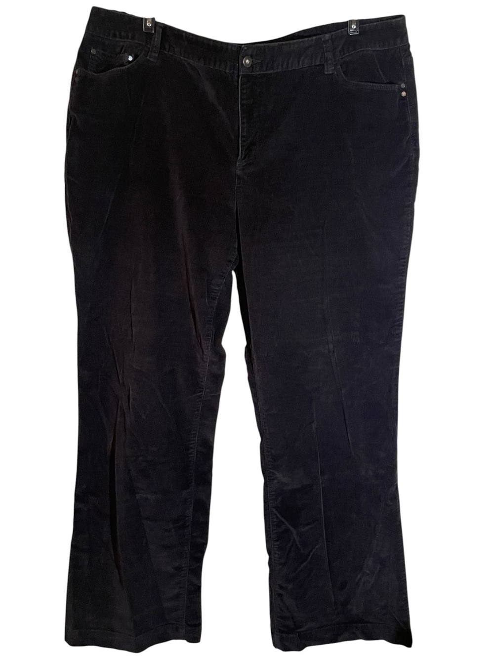 Liz Claiborne Black Lightweight Corduroy Flare Leg Pants Women Stretch Size 18W